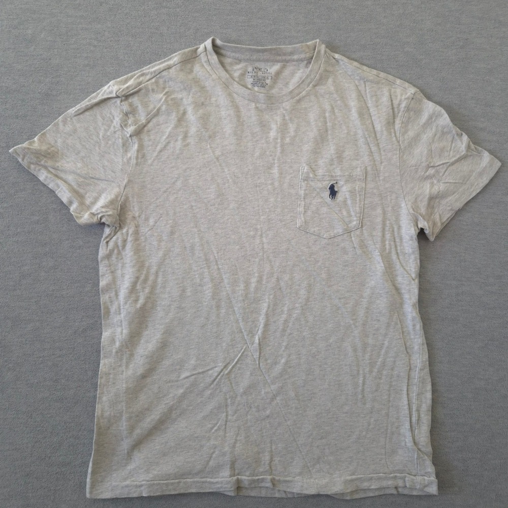 Polo Ralph Lauren Mens Classic Fit Pocket T-Shirt Heather Grey Cotton Small S - Picture 2 of 9